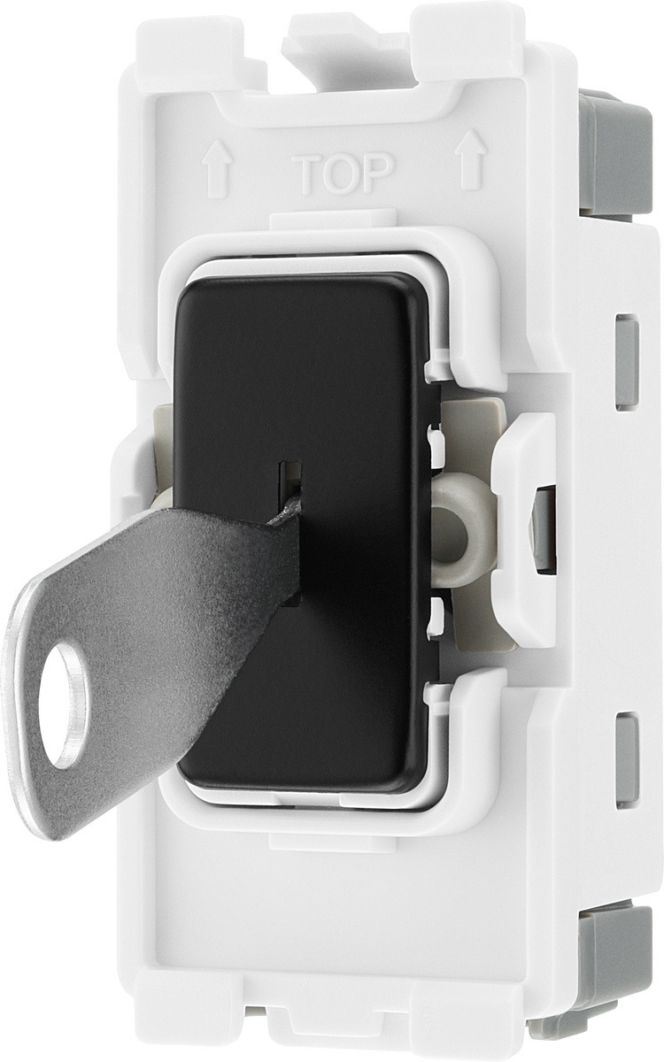 BG RFB30KY Nexus Grid Matt Black 20A 2 Pole Key Switch Module The