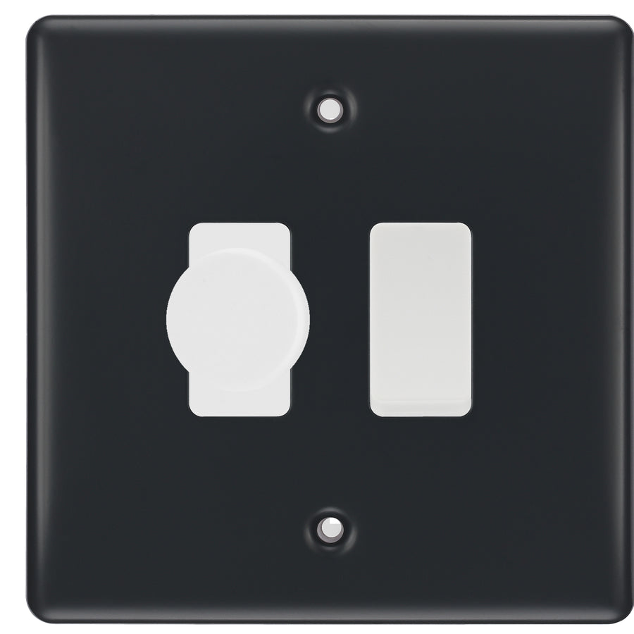 BG Part M 2 Gang Switch 1x Intelligent Dual Mode Dimmer 1x 2 Way Custom Grid