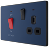 BG PCDDB70B Matt Blue Evolve 45A 2 Pole Cooker Control Unit 13A Switched Socket - Black Insert