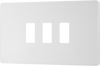 RPCDCL3W Front - The Grid modular range from British General allows you to build your own module configuration with a variety of combinations and finishes. This pearlescent white finish Evolve front plate clips on for a seamless finish, and can accommodate 3 Grid modules - ideal for switches and other domestic applications.