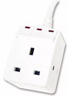 Masterplug Indoor Power SWG32C-MS 3-Socket Individually Switched Trailing Socket with Neon and 2 m Extension Lead - White