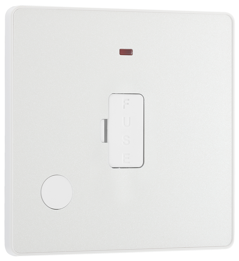 BG PCDCL54W Pearlescent White Evolve 13A Flex Outlet Neon Unswitched Fused Spur Unit - White Insert