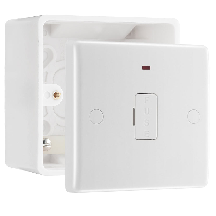 BG Nexus 13A Flex Unswitched Spur + Neon + Cable Outlet & 50mm Pattress Back Box