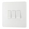 BG Evolve Pearlescent White 20A 16AX 2-Way Triple Light Switch PCDCL43W with 35mm Steel Back Box