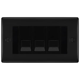 BG Nexus Matt Black 3 Gang IDC Secondary Telephone Socket - Black Insert