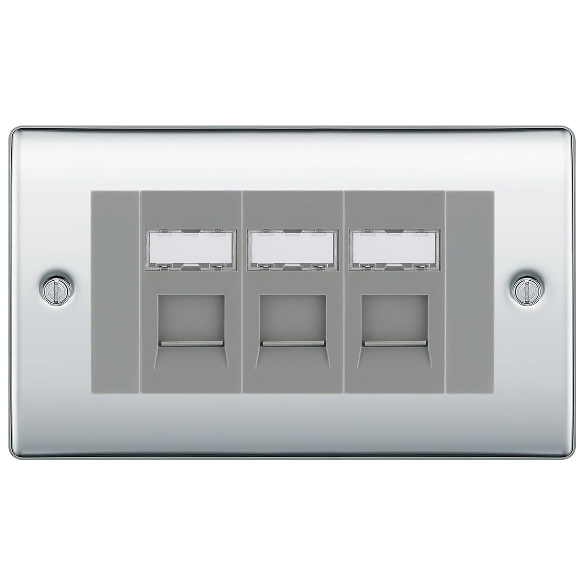 Data Outlet Insert BG Nexus Polished Chrome 3 Gang RJ45 Cat6 Data Socket Outlet Grey ...