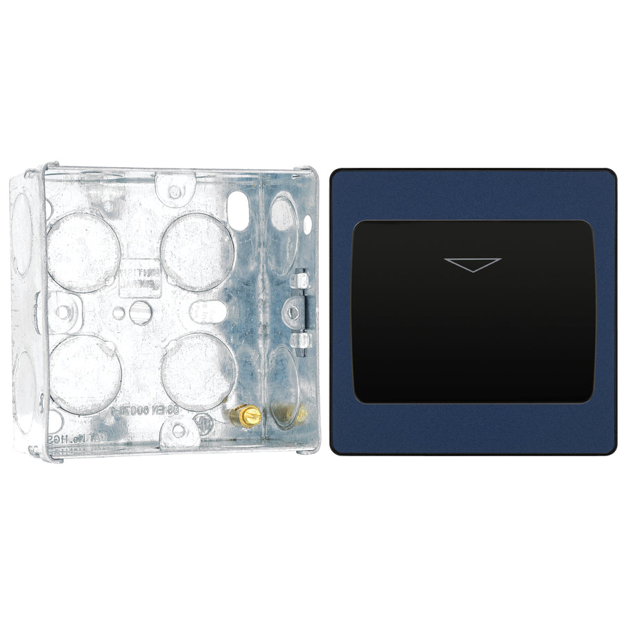 BG Evolve Matt Blue 16A Key Card Switch PCDDBKYCSB with 35mm Steel Back Box