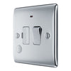 BG Nexus Metal Polished Chrome 13A Switched Spur + Neon + Cable Outlet NPC53 with 25mm Steel Back Box