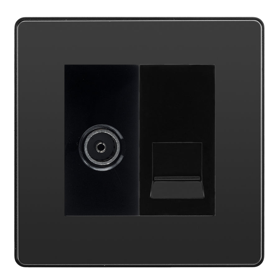 BG Evolve Black Chrome TV Aerial & Secondary Telephone Socket - Black Insert