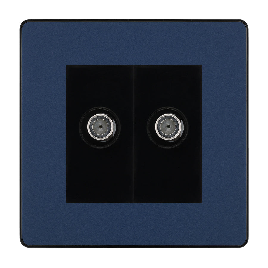 BG Evolve Matt Blue Double Satellite Socket PCDDB642B