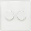 BG PCDCL82W Pearlescent White Evolve 2 Gang 200W Intelligent Trailing Edge Dimmer Switch - White Insert