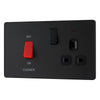 BG Evolve Matt Black 45A Switch 13A Switched Socket Cooker Control Unit PCDMB70B with 35mm Steel Back Box