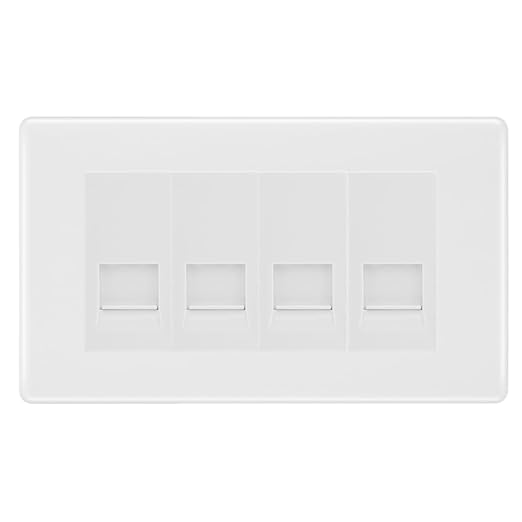 BG White Moulded 4 Gang RJ11 Telephone Socket Euro Module - White Insert