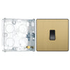 BG Evolve Satin Brass 10AX 1 Way Press Switch PCDSB14B with 25mm Steel Back Box