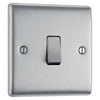 BG Nexus Brushed Steel 1 Gang 2 Way Light Switch & Surface Pattress Back Box