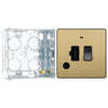 BG Evolve Satin Brass 13A Switched Spur + Neon PCDSB52B with 35mm Steel Back Box