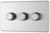 FBS83 Front - This trailing edge triple dimmer switch from British General allows you to control your light levels and set the mood. The intelligent electronic circuit monitors the connected load and provides a soft-start with protection against thermal.