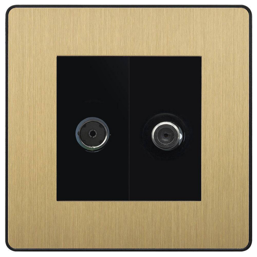 BG Evolve Satin Brass TV & Satellite Socket PCDSBTVSATB