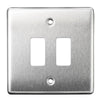 BG Nexus GNBS2 Grid Brushed Steel 2 Gang Front Plate