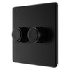 BG Screwless Matt Black 200W 2 Way Double Trailing Edge Dimmer Switch FFB82 with 25mm Steel Back Box