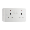 BG Electrical 13A 1 Pole Neon Switched Socket White & 50mm Pattress Back Box