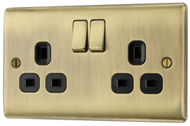 BG NAB22B Nexus Metal Antique Brass 2 Gang 13A Switched Socket