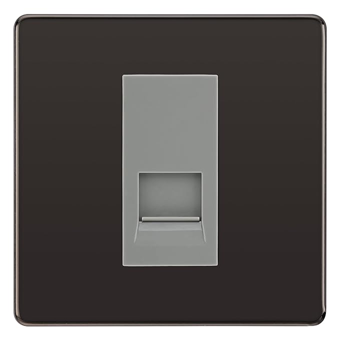 BG Screwless Black Nickel Single RJ11 Telephone Socket FBNRJ111 - Grey Insert