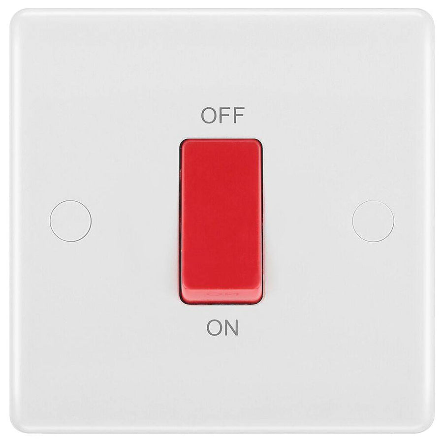 BG 875 Moulded Round Edge | White | 1 Gang 45A 2 Pole Cooker Switch