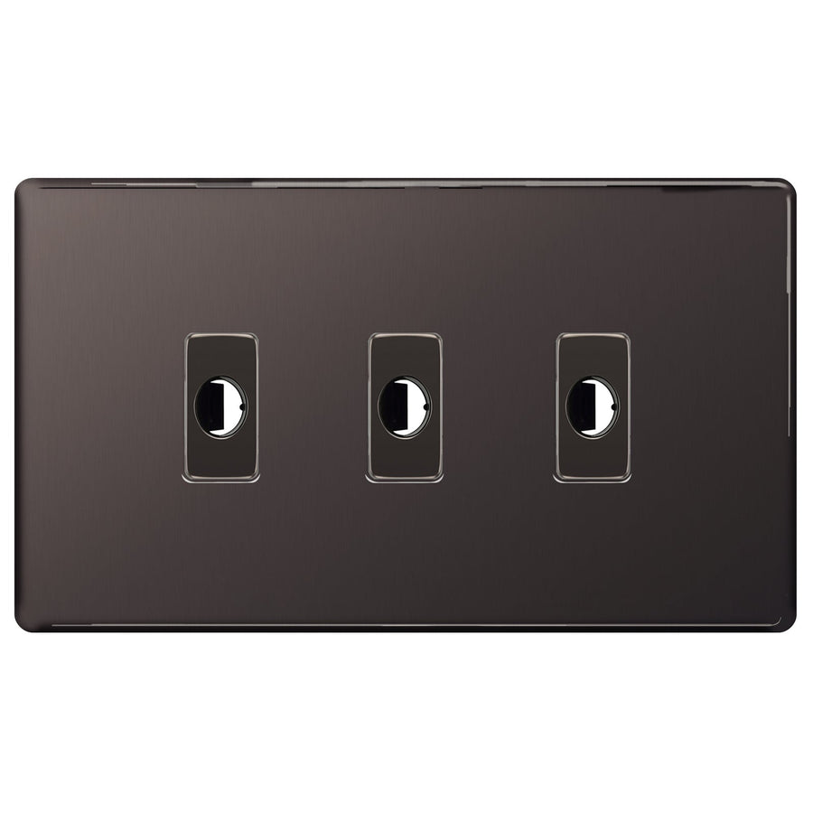 BG Nexus Screwless Black Nickel 3 Gang Flex Outlet Socket