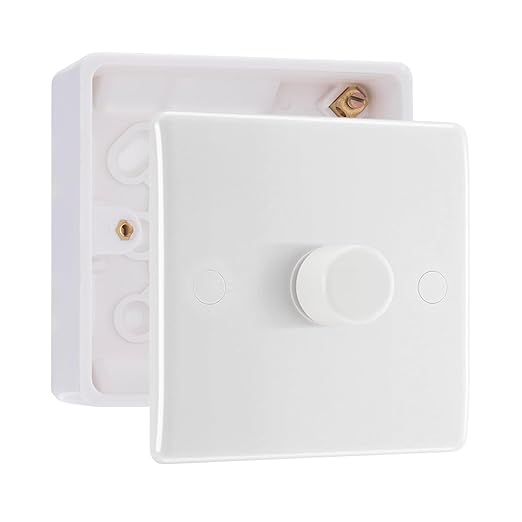 BG Nexus 1 Gang 200W 2 Way Trailing Edge Dimmer Switch & 32mm Pattress Back Box