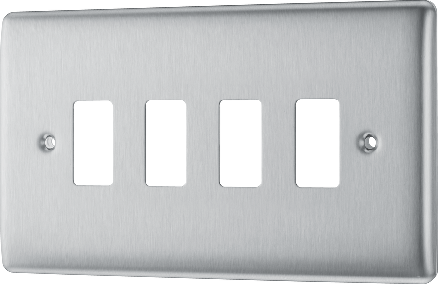 BG RNBS4 Nexus Grid Brushed Steel 4 Module Front Plate – The Electrical ...