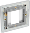 BG Electrical FBSEMS1 Euro Module Screwless Flat-Plate 1 Module Square Front Plate Brushed Steel