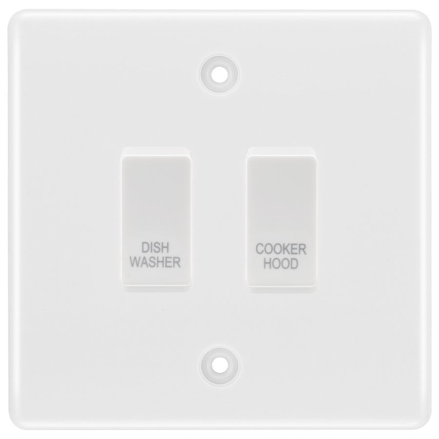 BG White Moulded 2 Gang Custom Labelled Appliance Grid Switch