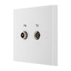 BG 966 Moulded Square Edge | White | 2 Gang Diplex TV and FM Socket