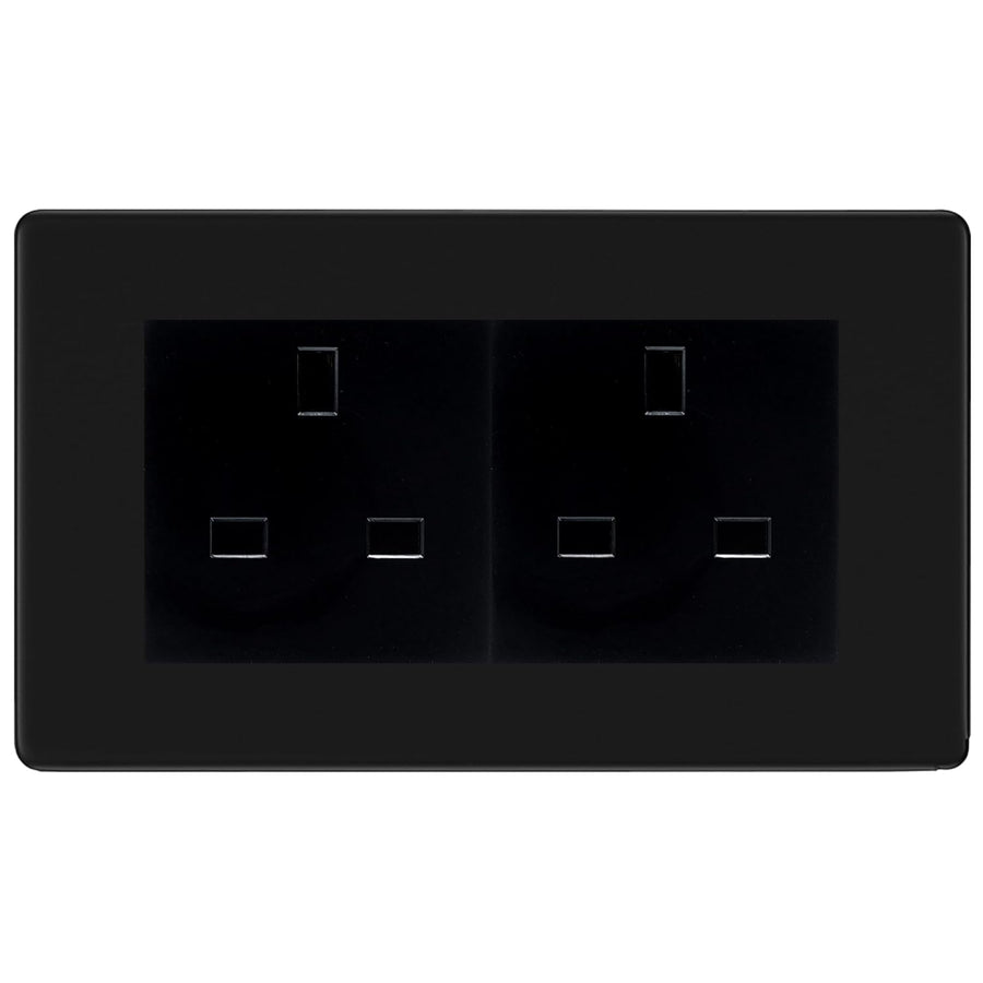 BG Screwless Matt Black 4 Gang 13A Unswitched Socket - FFB4GUSSB
