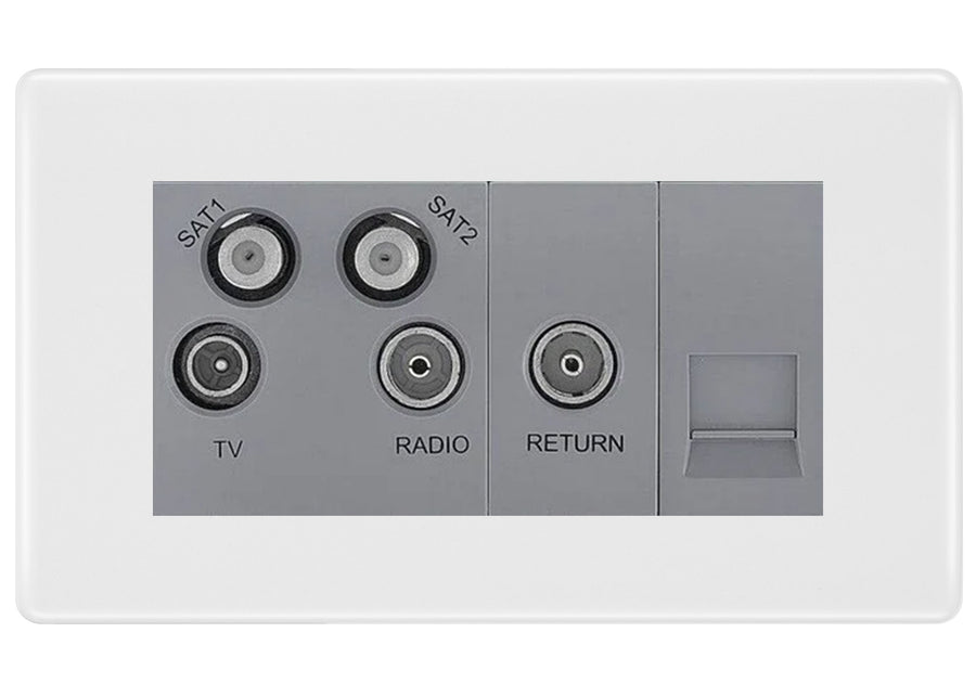 BG White Moulded Quadplex Combination TV Socket NWM69G