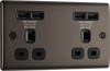 NBN24U44B Front - This 13A double power socket from British General comes with four USB charging ports allowing you to plug in an electrical device and charge mobile devices simultaneously without having to sacrifice a power socket.