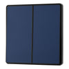 BG Evolve Matt Blue 2 Way Double Edge to Edge Rocker Switch PCDDB42EB with 25mm Steel Back Box