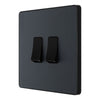 BG Evolve Matt Grey 20A 16AX Double Light Switch PCDMG42B with 25mm Steel Back Box