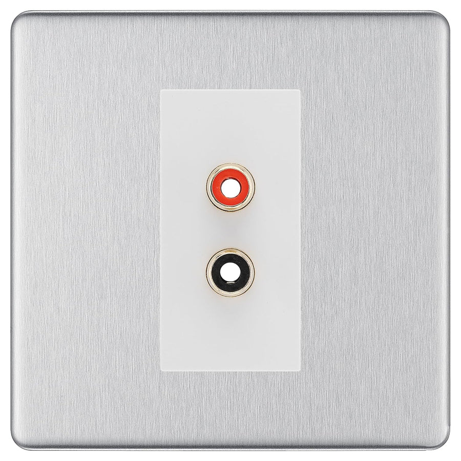 BG Screwless Brushed Steel Euro Module RCA X 2 Outlet FBSRCA2W
