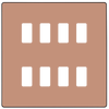 RPCDCP8B Front - The Grid modular range from British General allows you to build your own module configuration with a variety of combinations and finishes. This polished copper finish Evolve front plate clips on for a seamless finish, and can accommodate 8 Grid modules - ideal for commercial applications.