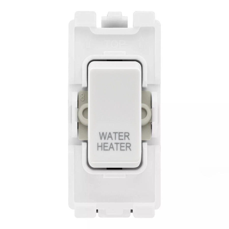 BG RRWHW White 20A DP Appliance Grid Switch Labelled Water Heater