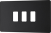 BG RPCDMB3B Evolve Grid Matt Black 3 Module Rectangular Front Plate - Black Trim
