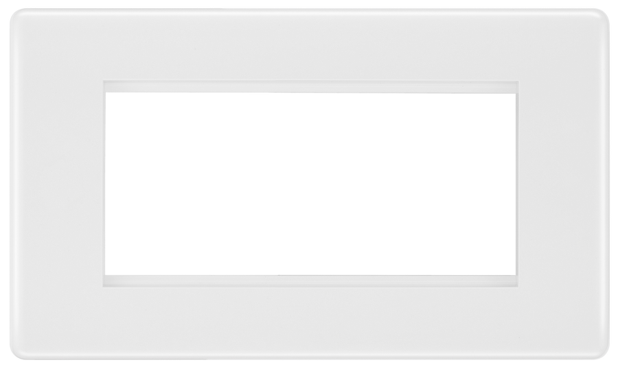 BG 8EMR4 Round Edge | White | 4 Module Rectangular Euro Module Front Plate
