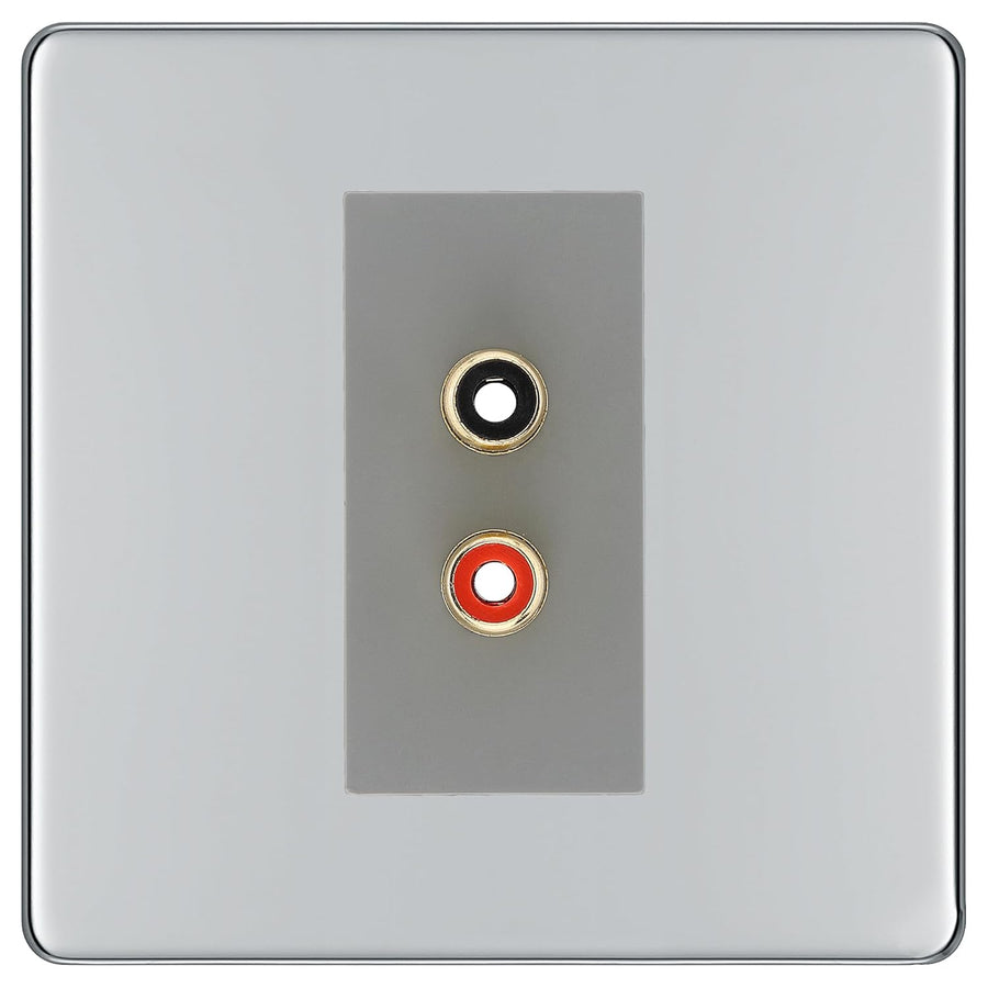 BG Screwless Polished Chrome Euro Module RCA X 2 Outlet FPCRCA2G