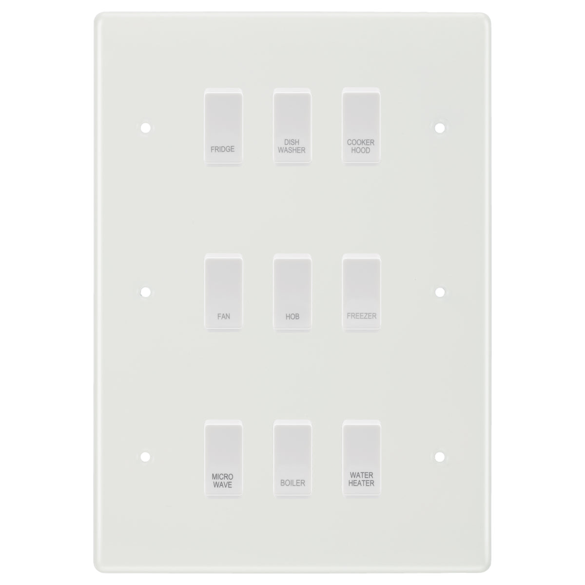 BG White Moulded 9 Gang Custom Labelled Appliance Grid Sw...– The ...