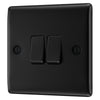 BG Nexus Matt Black 20A 16AX 2 Way Double Light Switch NFB42 with 35mm Steel Back Box