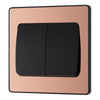 BG Evolve Polished Copper 2G Wide Rocker Light Switch PCDCP42WB with 35mm Steel Back Box