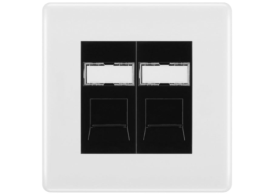 BG Nexus White Moulded 2 Gang RJ45 Data Socket NWMRJ452B Black Inserts