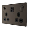 BG Screwless Black Nickel 13A Double USB 22W A+C Ports FBN22UAC22B